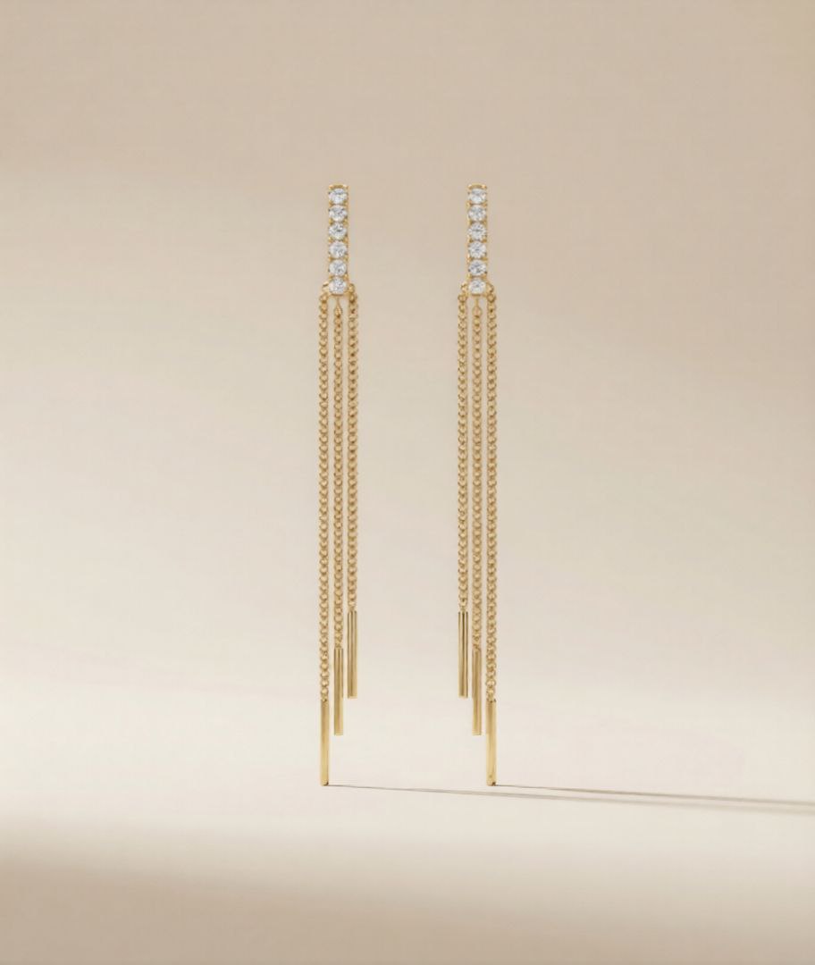 Karigaar Crystal Chain Drop Earrings