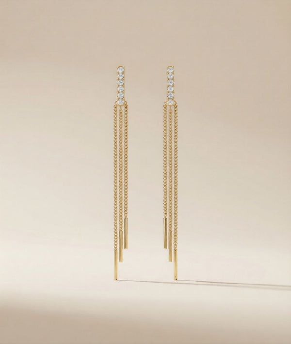 Karigaar Crystal Chain Drop Earrings