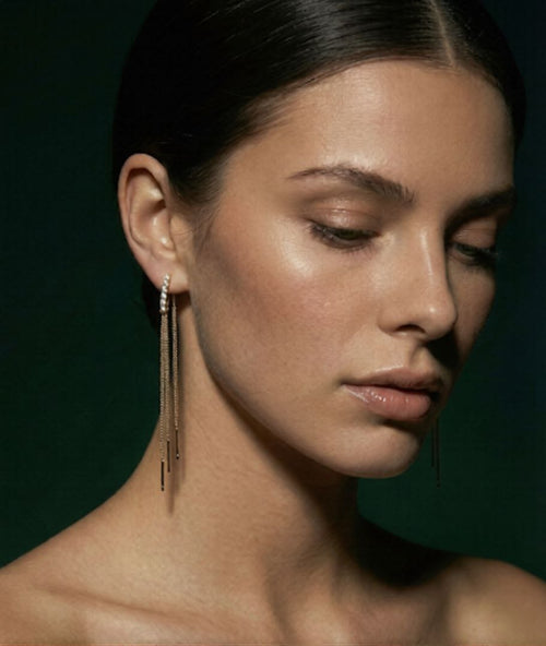 Karigaar Crystal Chain Drop Earrings