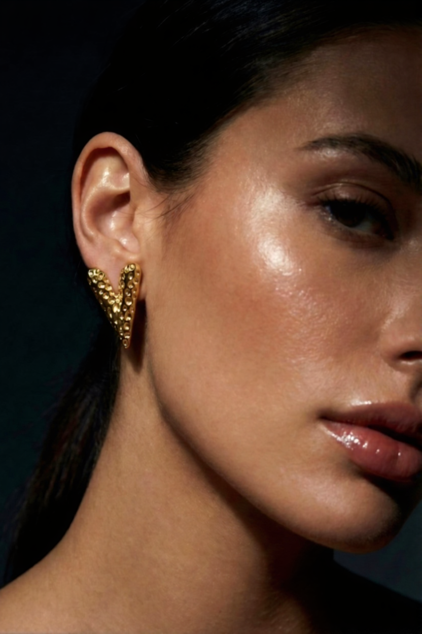 Textured Gold Stud Earrings · Karigaar
