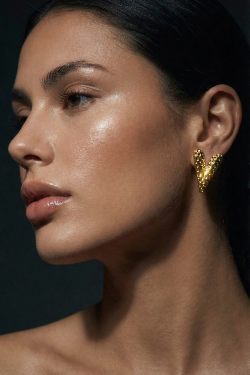Textured Gold Stud Earrings · Karigaar