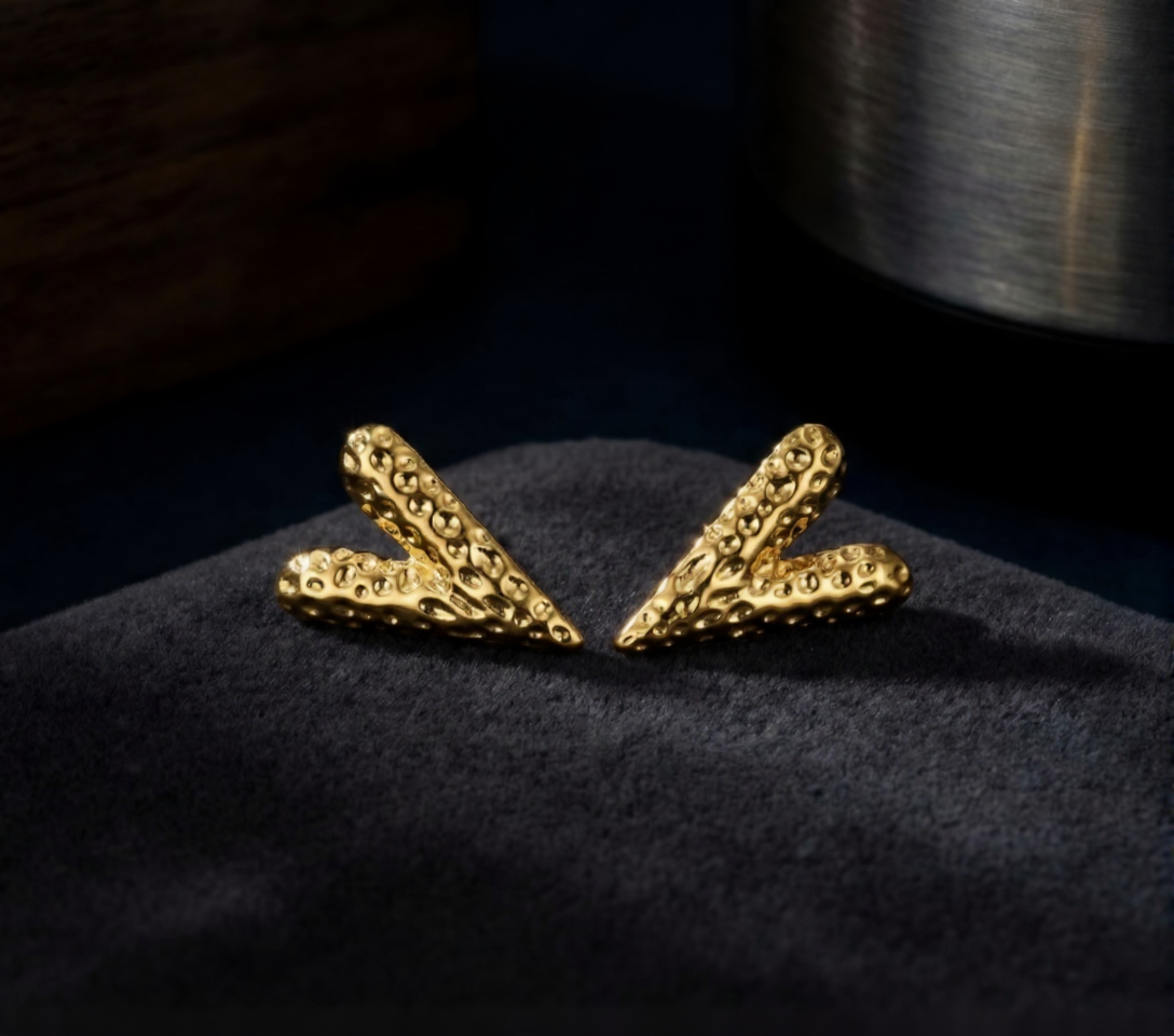 Textured Gold Stud Earrings · Karigaar