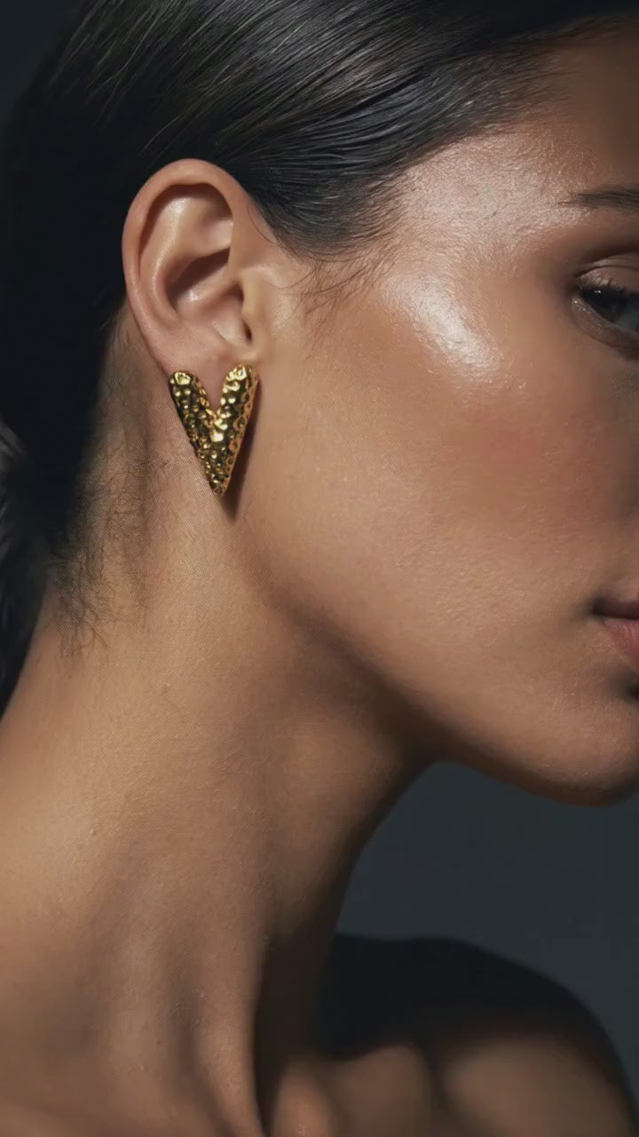 Textured Gold Stud Earrings · Karigaar